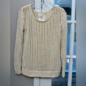 Cream Open-Knit long sleeve sweater 61% cotton sz S